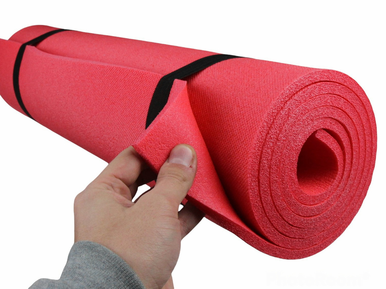 Килимок для фітнесу та йоги AEROBICA 8, червоний, рулонний, товщина 8мм, ширина 120см детальна фотка