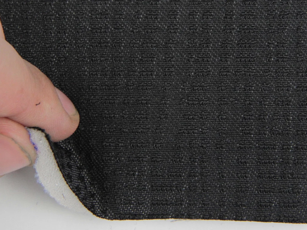 Тканина для сидінь автомобіля, колір чорний, на поролоні і сітці (для центральної частини) товщина 7мм детальна фотка