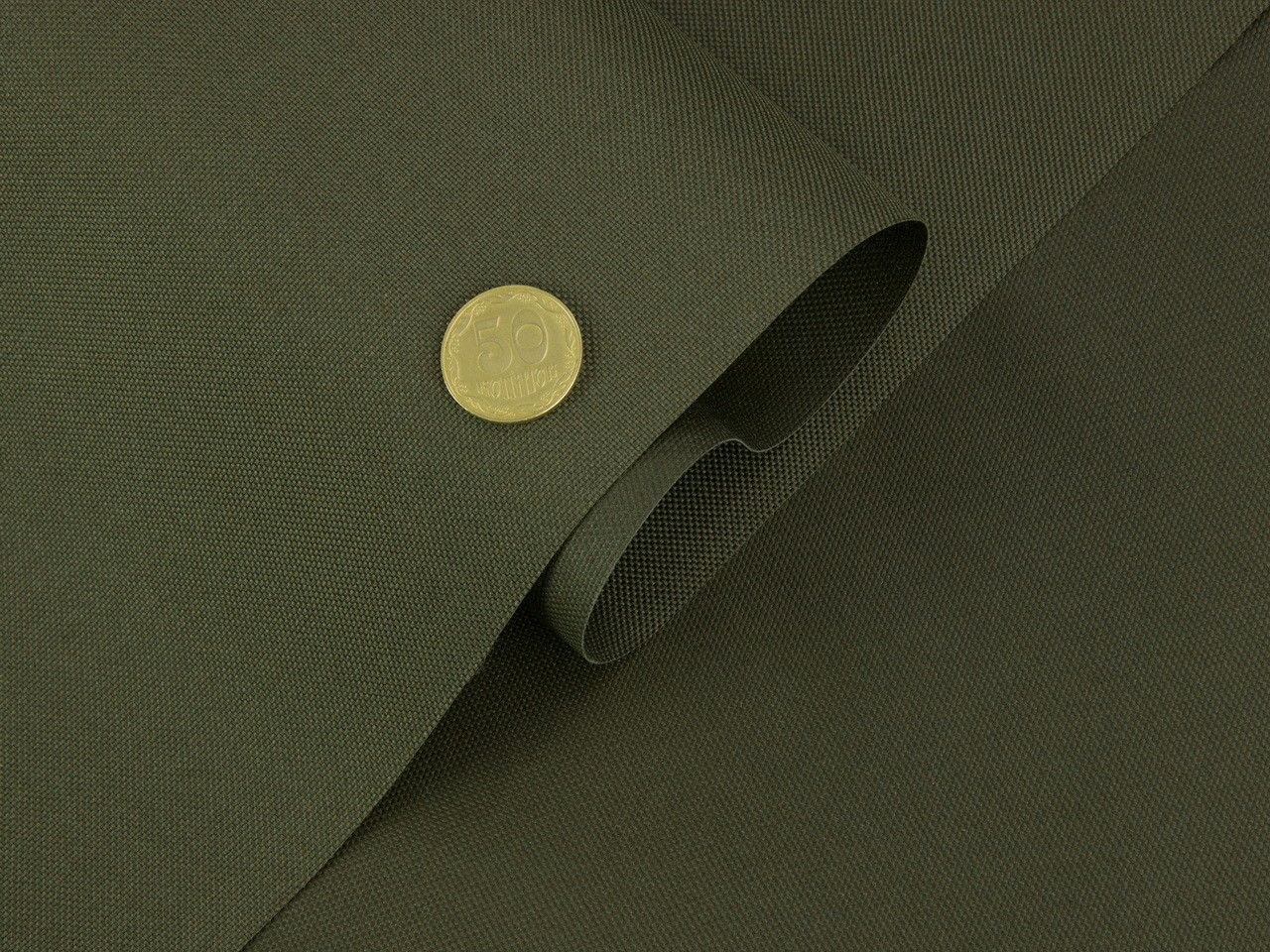 Ткань нейлоновая Oxford Olive (200гр/м2), на ПУ основе, ширина 150см детальная фотка