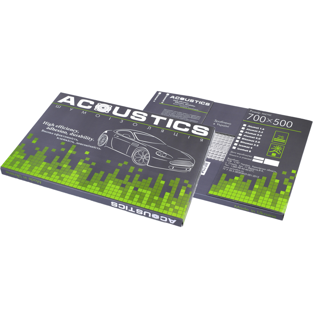 Віброізоляція Acoustics Alumat, 700x500мм, товщина 4.0мм детальна фотка