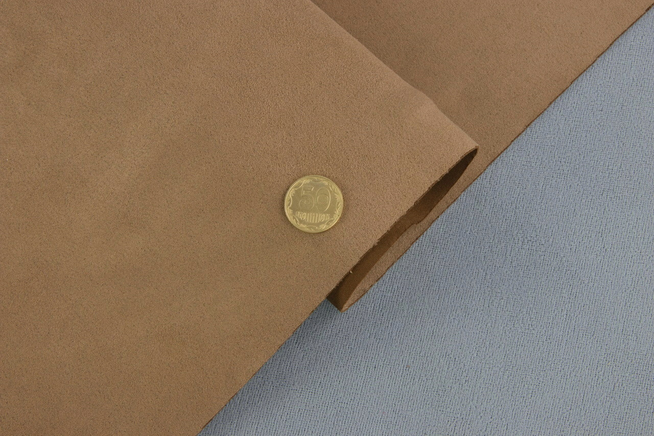 Алькантара Lycra 02 светло-коричневая, без основания, ширина 150см (Турция) детальная фотка