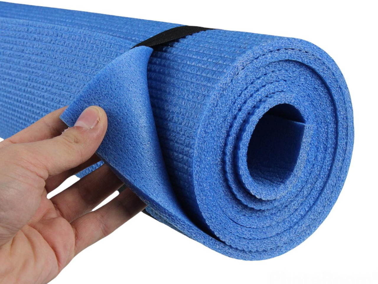 Коврик для фитнеса и йоги AEROBICA 5, синий, рулонный, толщина 5мм, ширина 120см детальная фотка