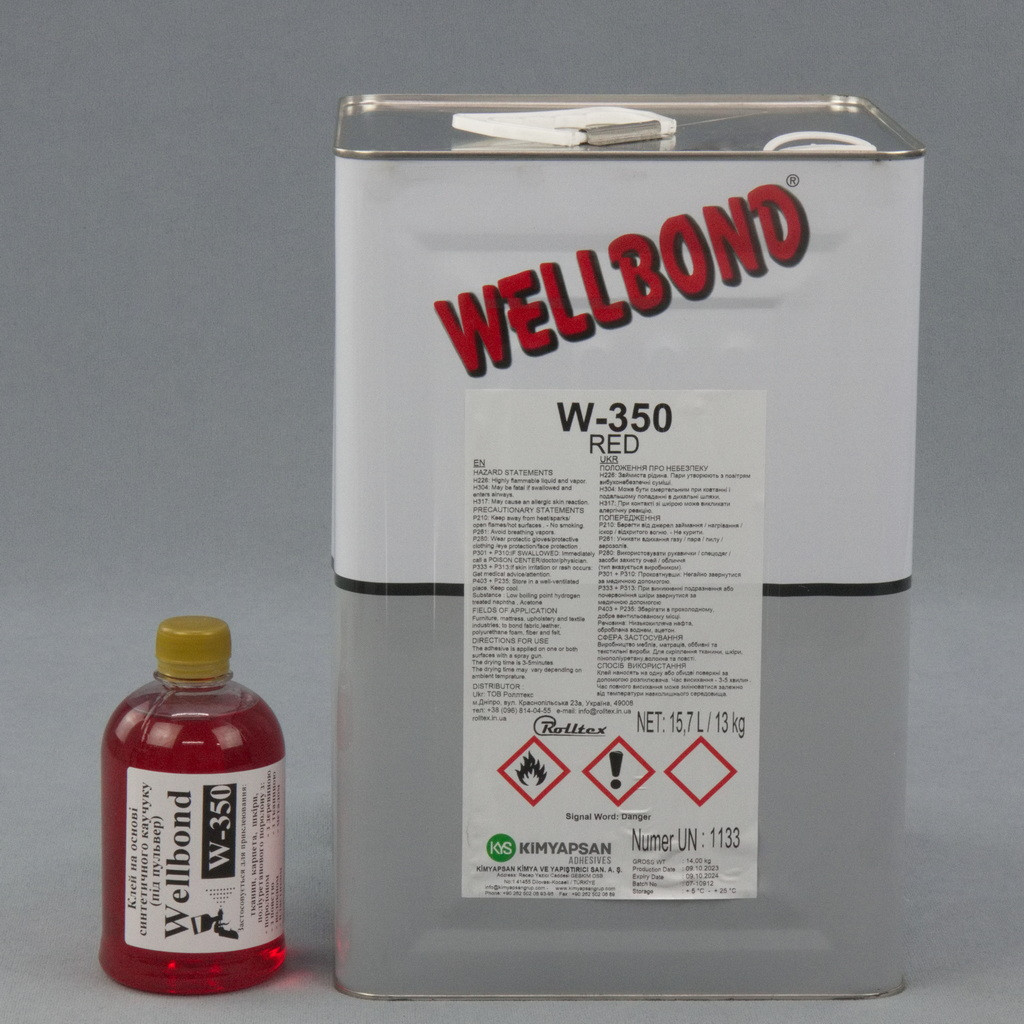 Клей Wellbond W-350 (под пульверизатор) на основе синтетического каучука, для тканей, карпета, ковролина, поролона и других покрытий, Турция детальная фотка