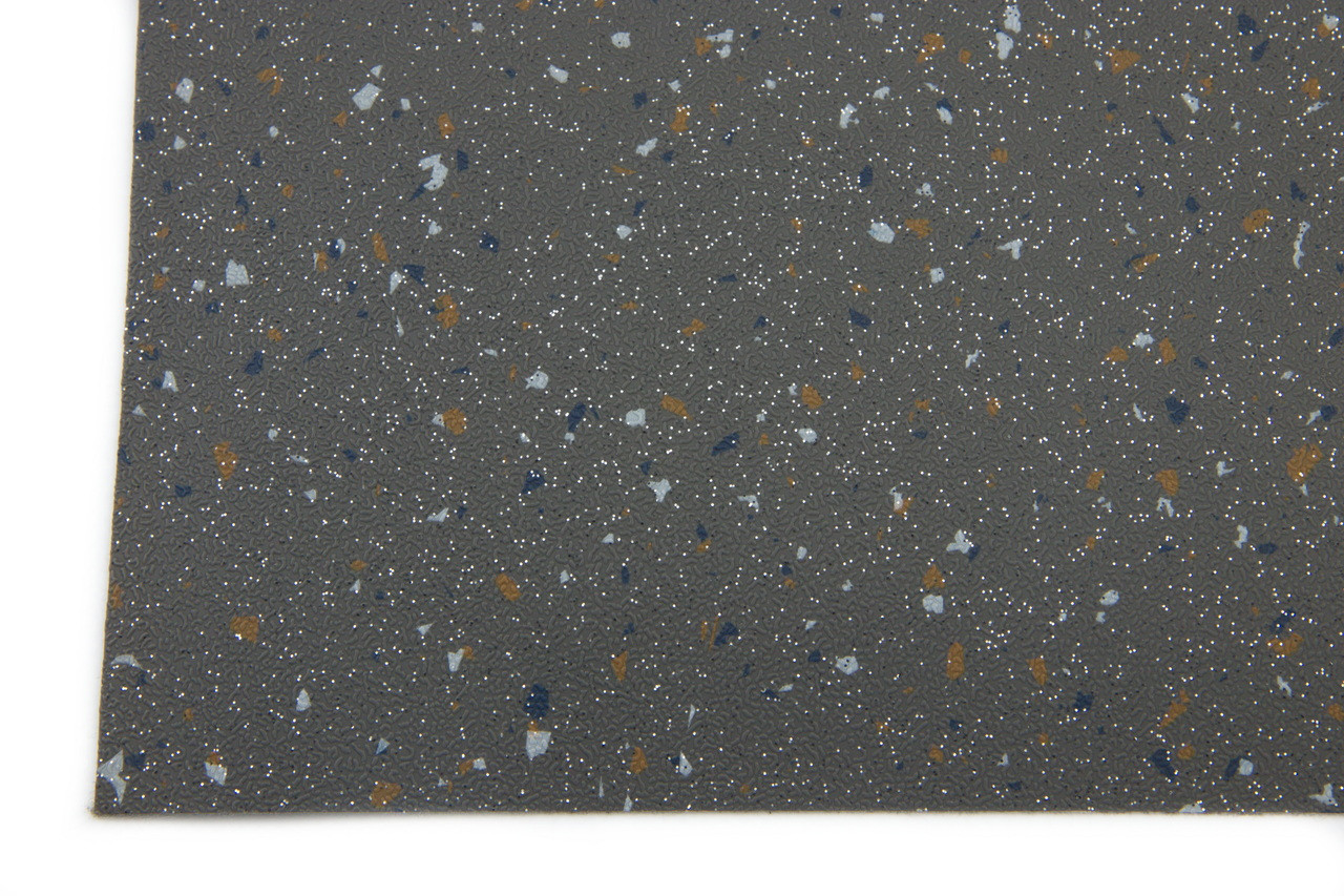 Автолинолеум серый в желто-синюю метку "Мозаика"(Galaxi), ширина 2.0 м, линолеум автомобильный Турция детальная фотка