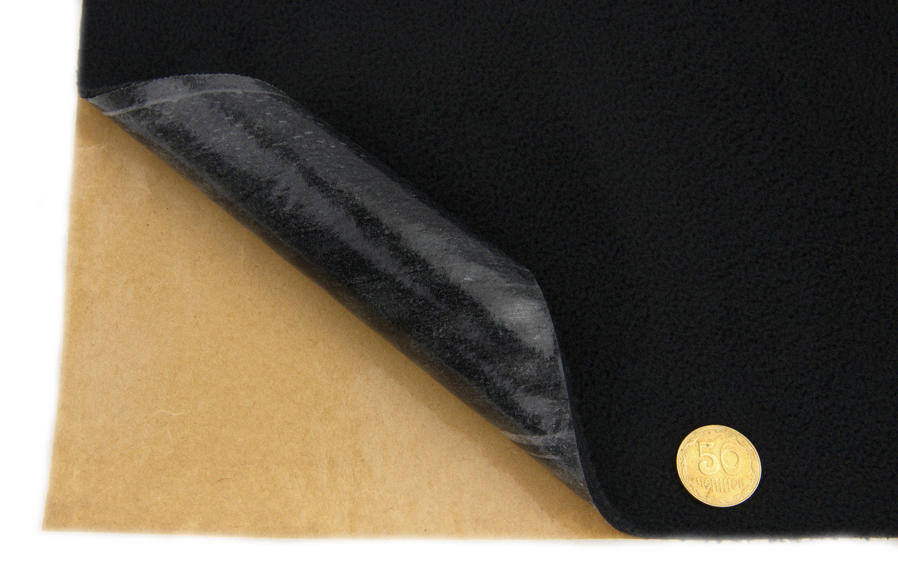 Карпет-самоклейка велюровий чорний, для авто, товщина 2мм, щільність 240г/м2, лист анонс фото