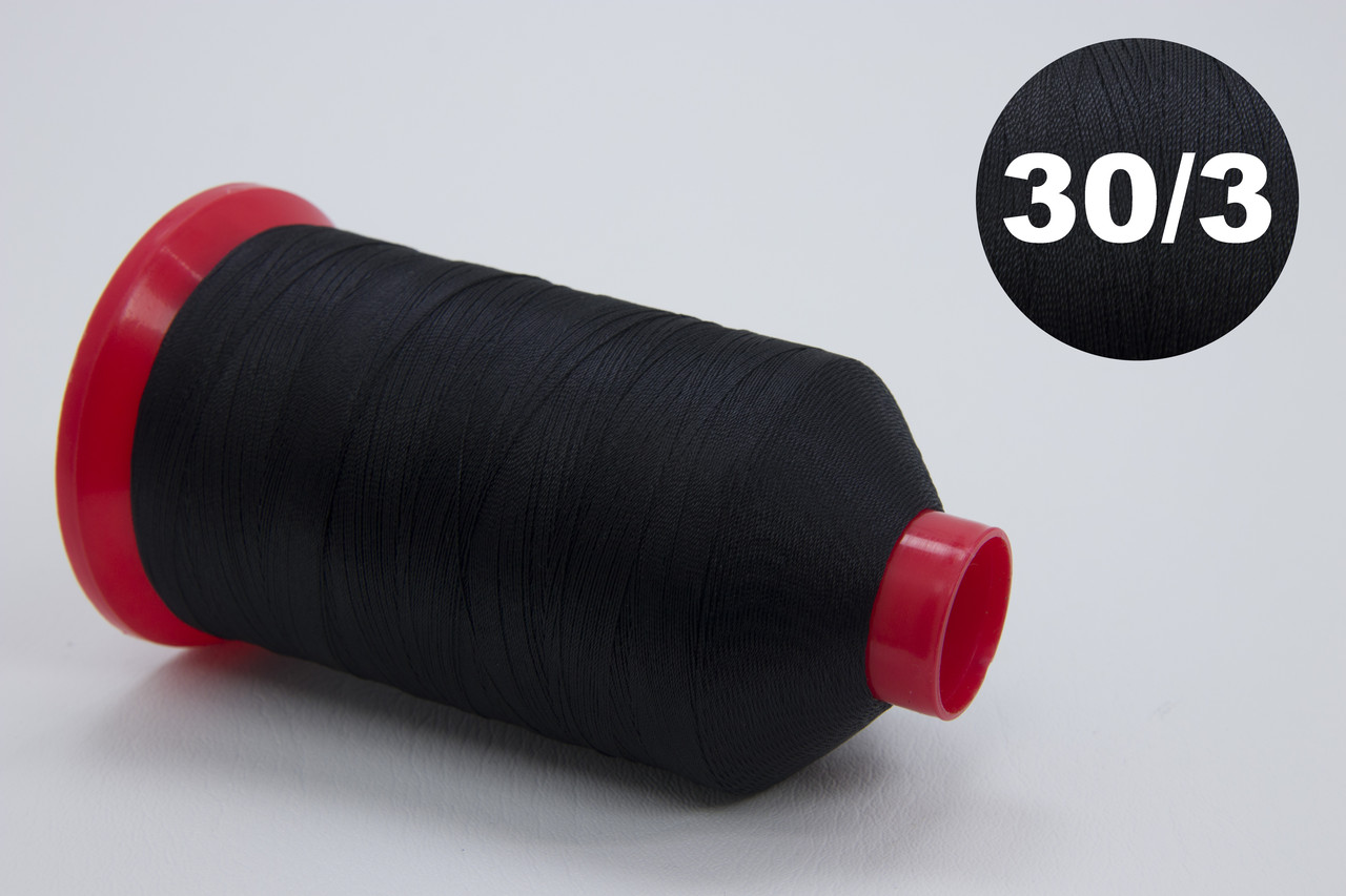 Нитка швейна Refil №30, колір Black (чорний), 2500м детальна фотка