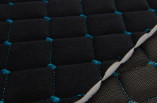 Велюр стьобаний чорний «Ромб» (прошитий бірюзовою ниткою) поролон 7мм і флізелін, ширина 1,35м анонс фото