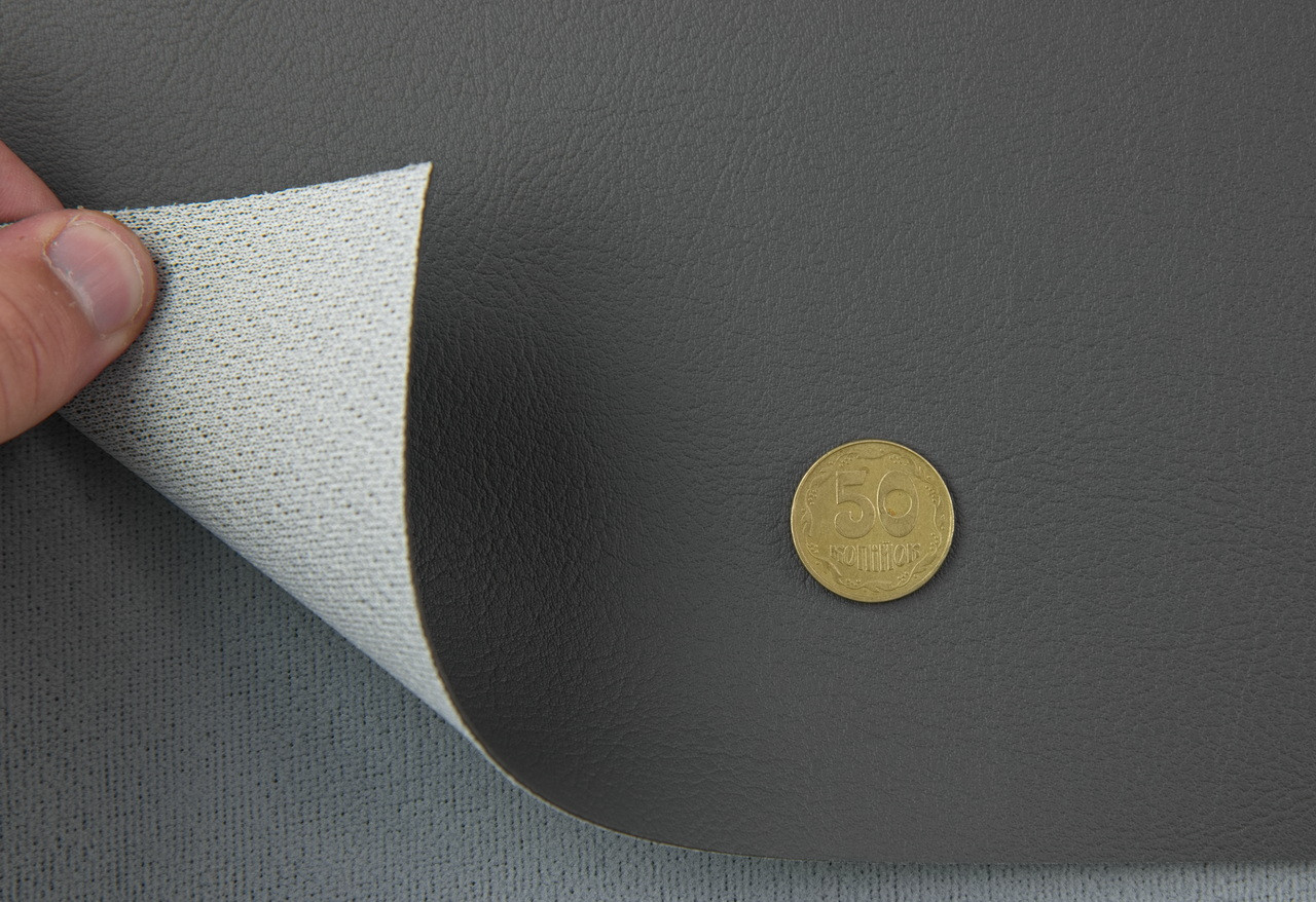 Автомобільний шкірзам BMW-M1023 графітовий, на тканинній основі (ширина 1,50 м) Німечиина детальна фотка