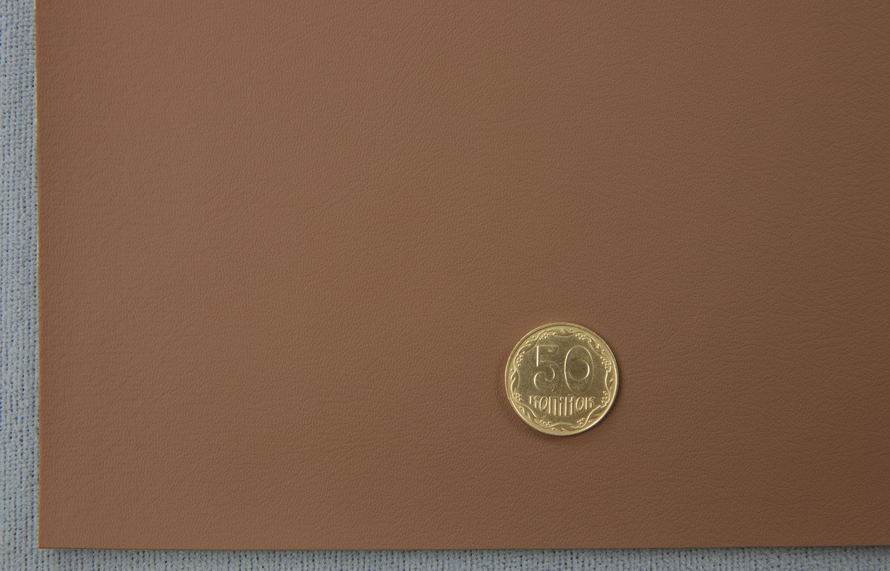 Автомобильный кожзам, цвет светло-коричневый 4077-MT, на тканевой основе, ширина 160см детальная фотка