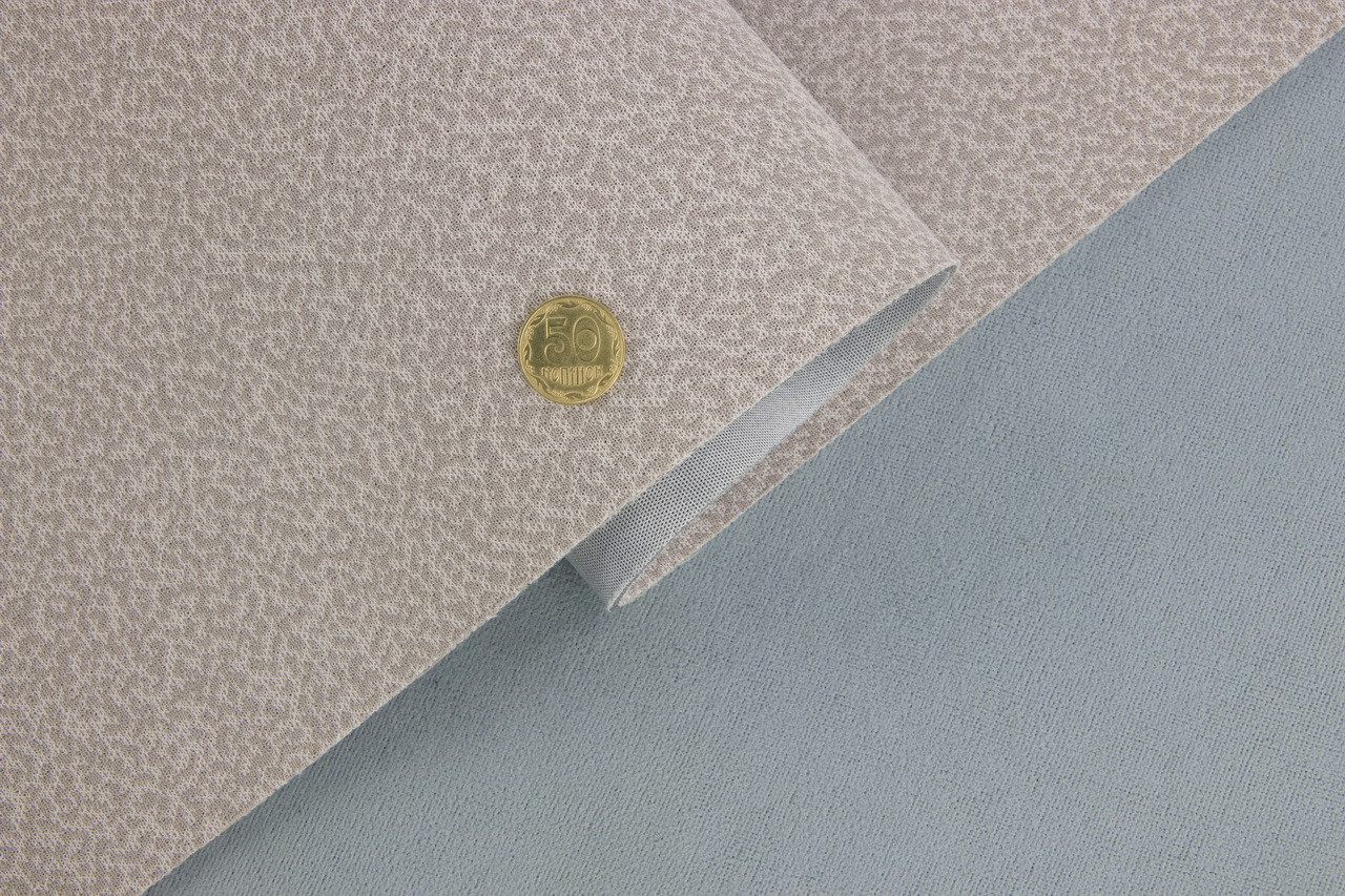 Автотканина стельова 1606/2 колір бежевий "Ягуар", на поролоні 2мм і сітці, ширина 160см детальна фотка