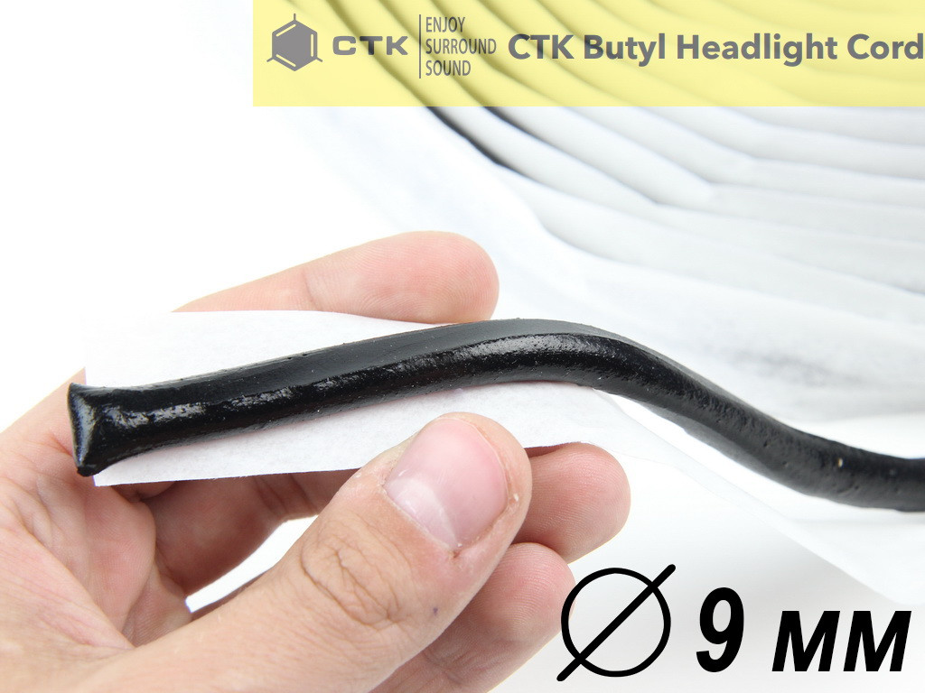 Автомобільний герметик для фар чорний СТК Butyl Cord, герметизирующий бутиловий шнур, товщина 9мм анонс фото