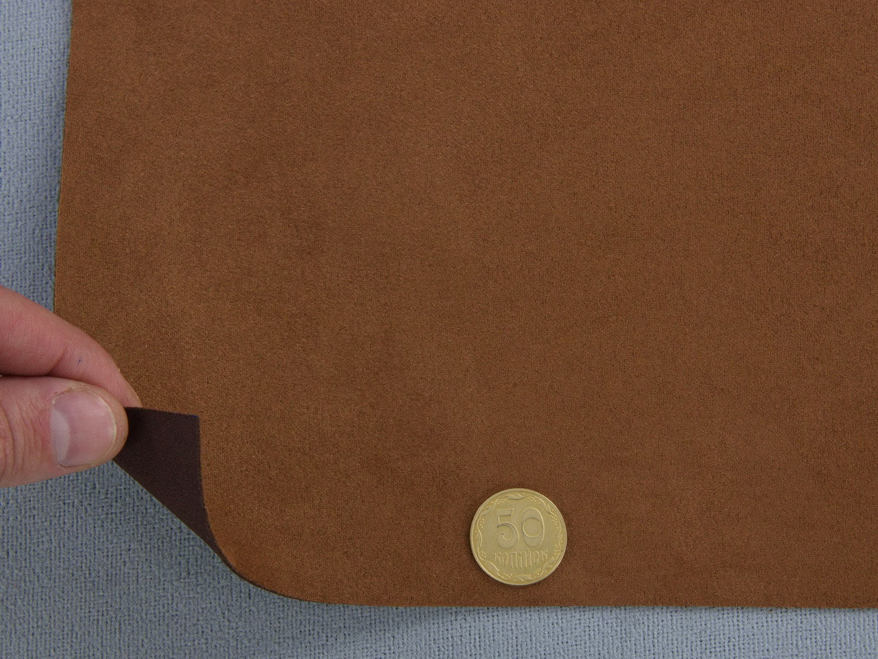 Алькантара Lycra 16015 темно-коричневая, без основания, ширина 150см (Турция) детальная фотка