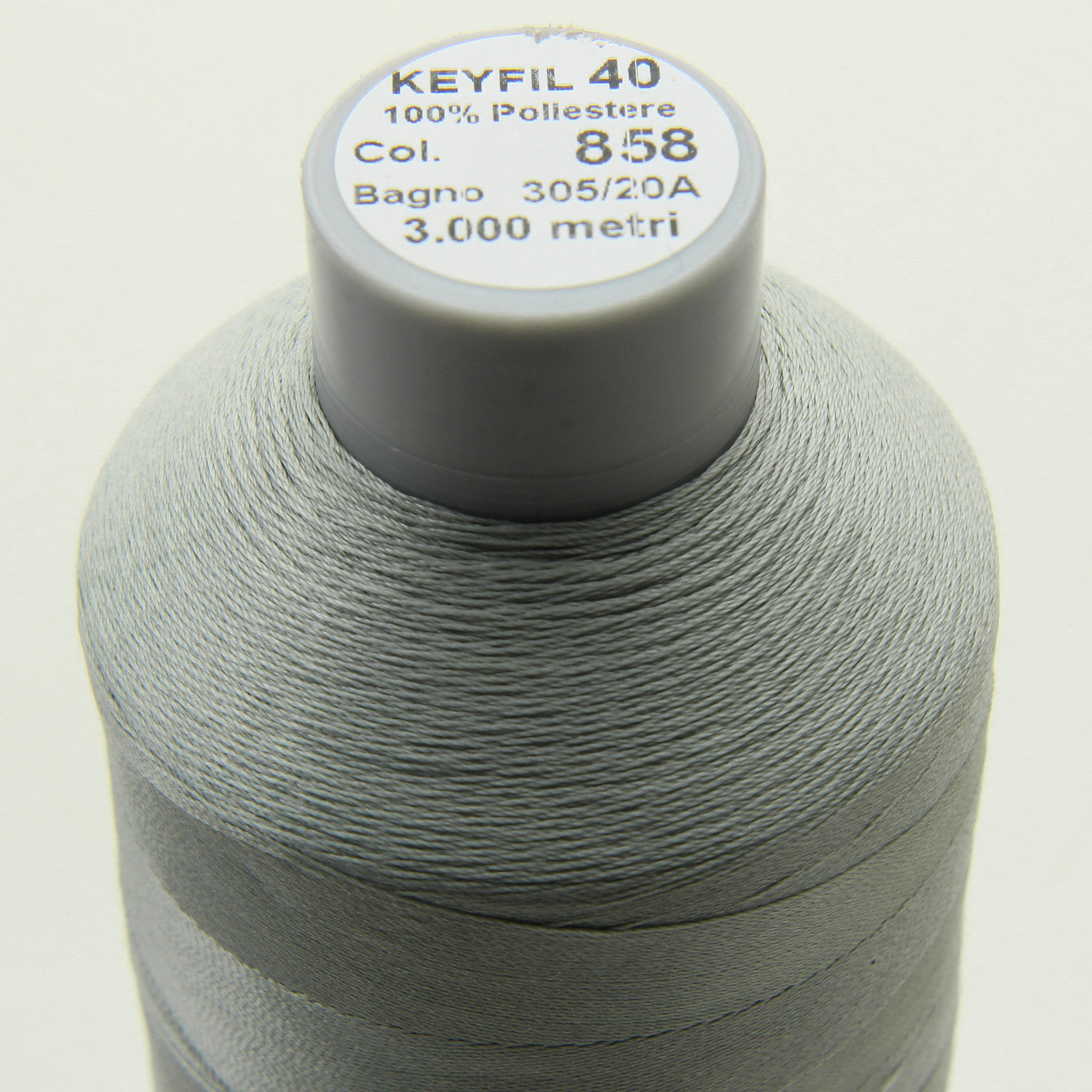 Нитка KEYFIL (Італія) №40 колір 858 світло-сірий, довжина 3000м. детальна фотка