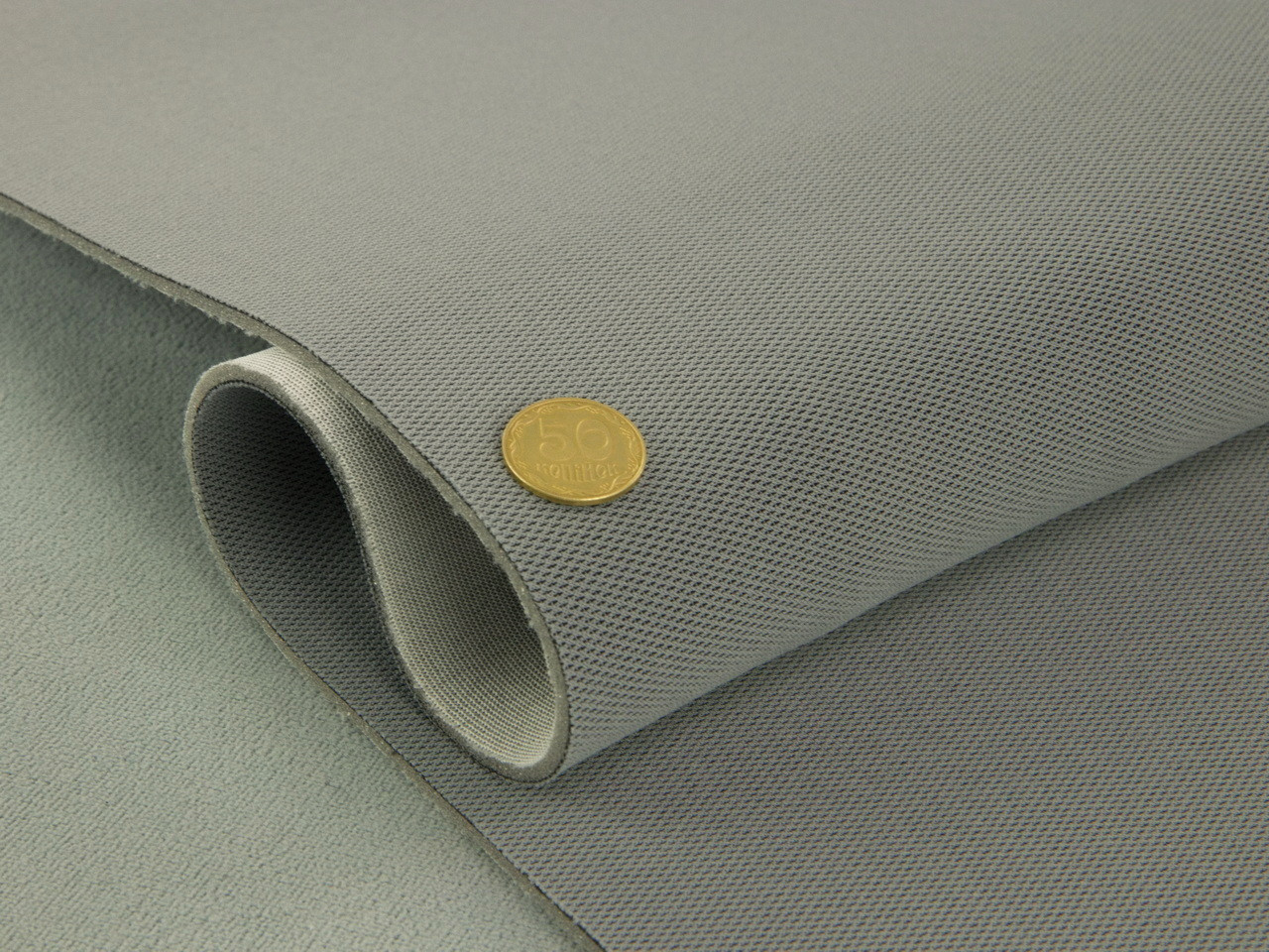 Автоткань потолочная ARES-205, цвет мокрый асфальт, на поролоне с сеткой, толщина 3мм, ширина 173см, Турция детальная фотка