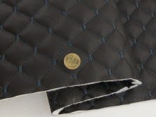 Шкірзам стьобаний чорний «Ромб» (прошитий темно-сірою ниткою) дубльований синтепоном і флізеліном, ширина 1,35м анонс фото