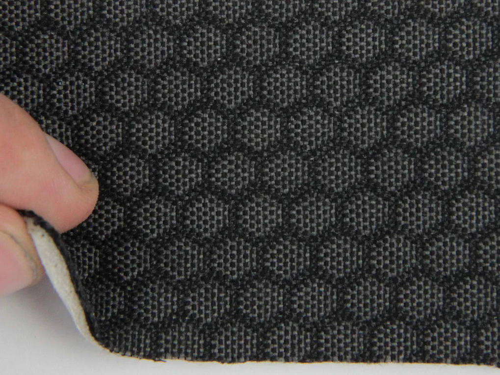 Тканина соти для сидінь автомобіля, чорна, на поролоні і сітці (для центральної частини) детальна фотка