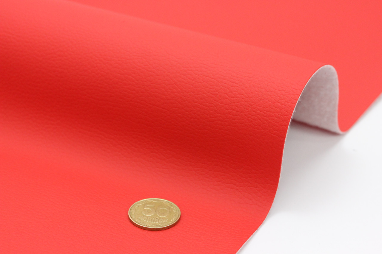 Кожзам (биэластик) ярко-красный Maldive Sinsole 220 для перетяжки дверных карт, стоек, airbag и вставок, ширина 1.40м детальная фотка
