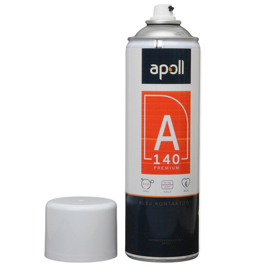 Аерозольний контактний клей Apoll A140 (від -40°C до +140°C) з дуже високою термостійкістю, Польща 500 мл детальна фотка