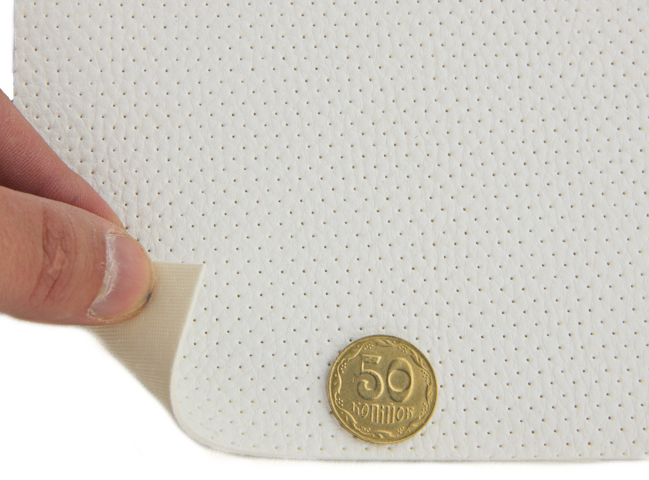 Термовинил белый White псевдо-перфорированный для перетяжки руля, дверных карт, стоек на каучуковой основе (tk-11 White) детальная фотка