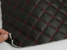 Шкірзам стьобаний чорний «Ромб» (прошитий червоною ниткою) дубльований синтепоном і флізеліном, ширина 1,35м анонс фото