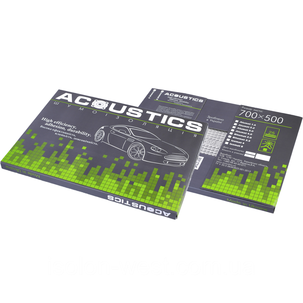 Виброизоляция Acoustics Alumat, толщина 4.0мм детальная фотка