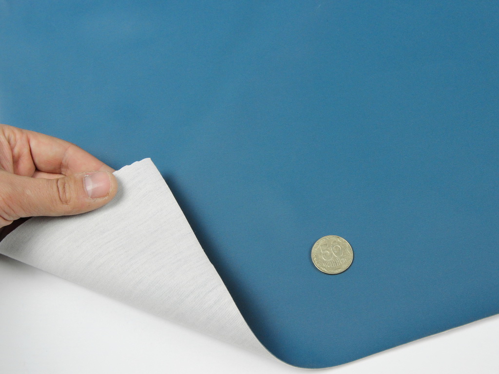 Біеластік (блакитна лагуна) гладкий тягучий (bl-11) для перетяжки дверних карт, стійок, ширина 1,46м детальна фотка
