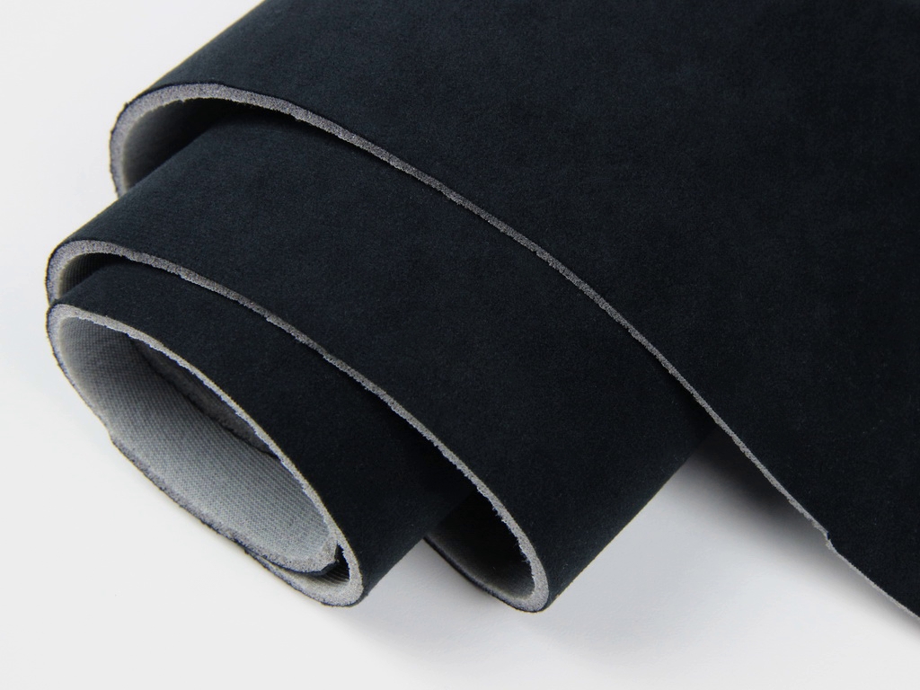 Ткань потолочная черная BLACK SPECIAL, автовелюр на поролоне 2 мм с сеткой детальная фотка