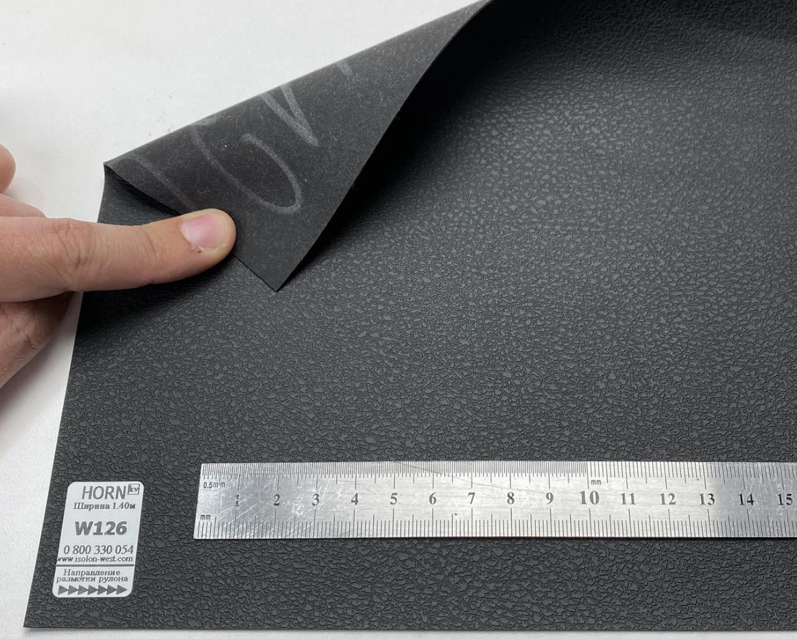 Термовініл HORN W126 чорний, для обтягування торпеди, пластифікована 100% ПВХ-плівка, ширина 140см детальна фотка