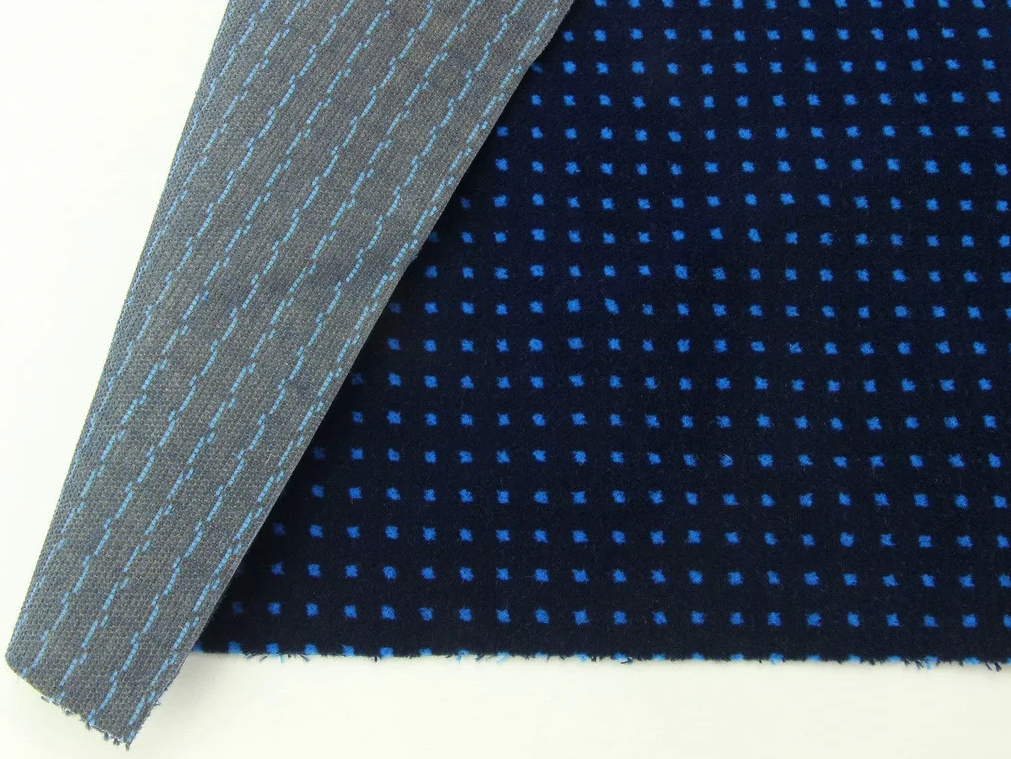Велюровая автоткань Neoplan темно-синяя (голубые точки) для сидений автобуса, ширина 1.40м детальная фотка