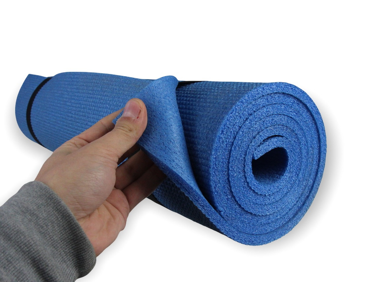 Килимок для фітнесу та йоги AEROBICA 8, синій, товщина 8мм, ширина 120см детальна фотка