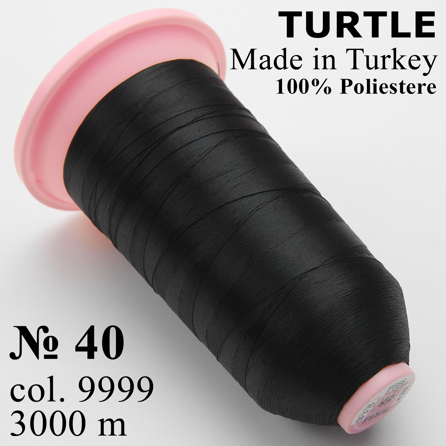 НИТКА TURTLE №40 (Туреччина), колір 9999 чорний, для оверлоку, довжина 3000 м. детальна фотка