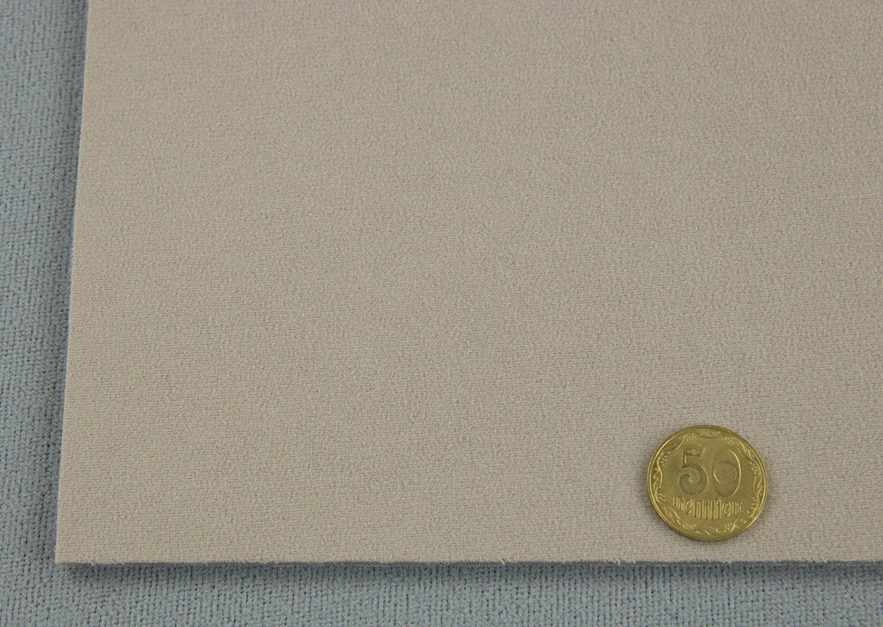 Ткань потолочная авто велюр светло-коричневый Micro S23, на поролоне 3 мм с сеткой, ширина 1.70м (Турция) детальная фотка