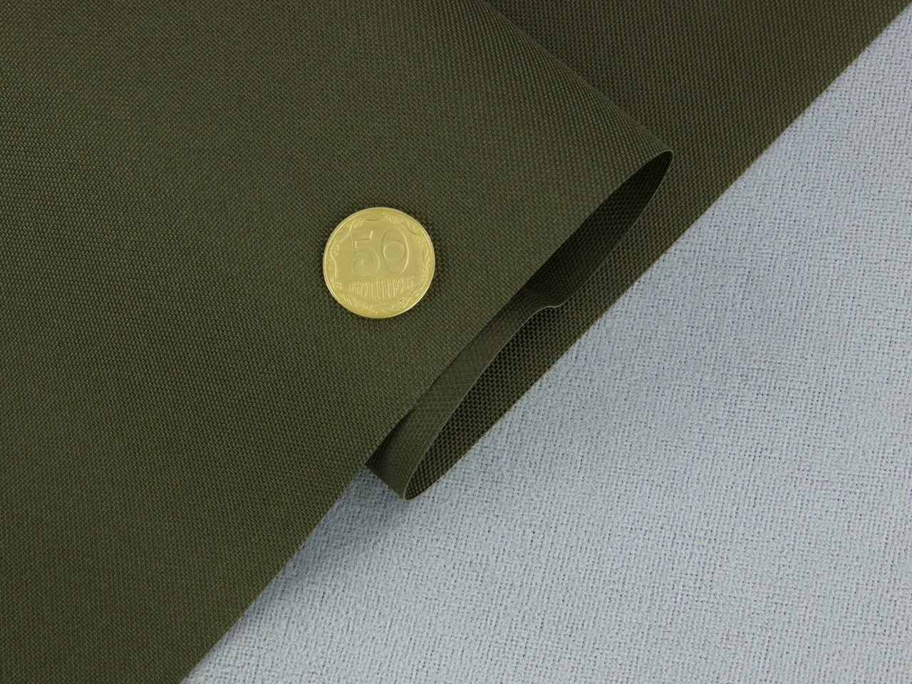 Ткань нейлоновая Oxford Olive (200гр/м2), на ПУ основе, ширина 150см детальная фотка