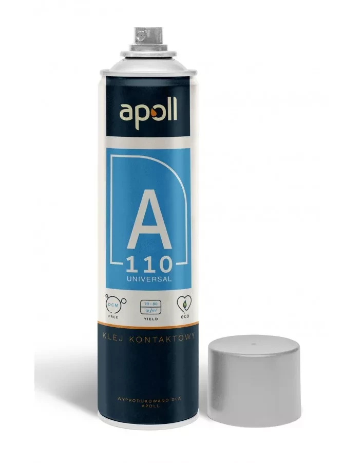 Аерозольний контактний клей Apoll A110 (від -30 ° C до +110°C) з дуже високою термостійкістю, Польща 500 мл детальна фотка