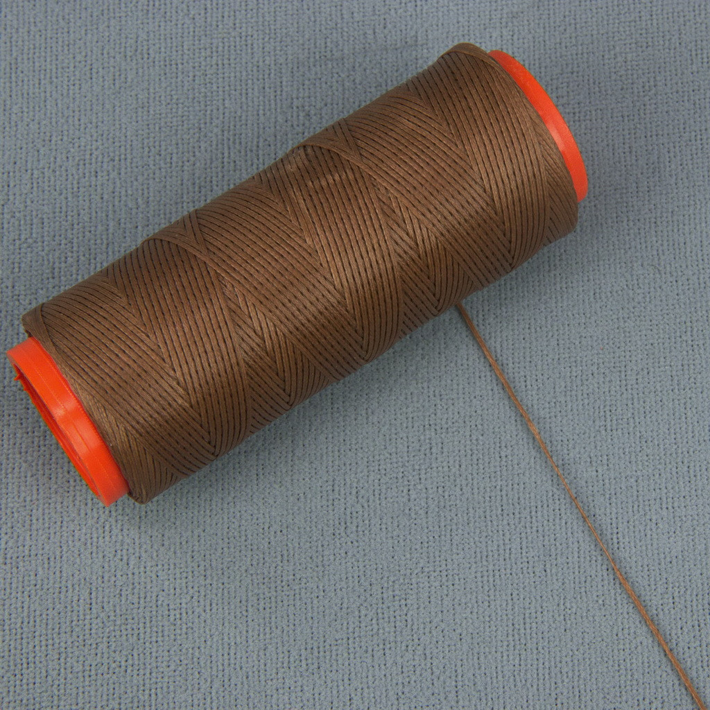 Нитка для перетяжки керма вощена (колір коричневий 1688), товщина 0.8 мм, довжина 100м детальна фотка