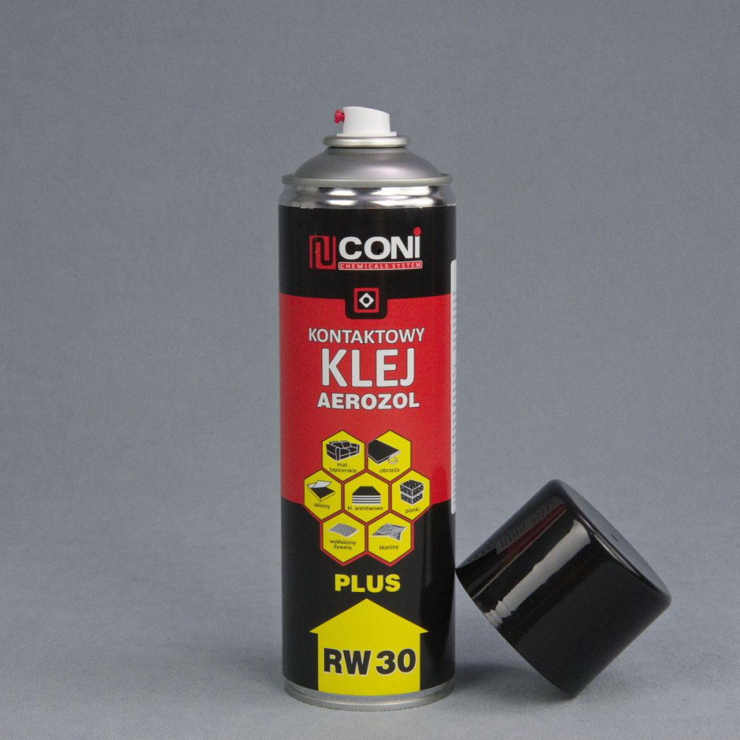 Аэрозольный профессиональный контактный клей CONI RW58 для ткани, карпета, ковролина, резины, войлока, 500мл Польша детальная фотка