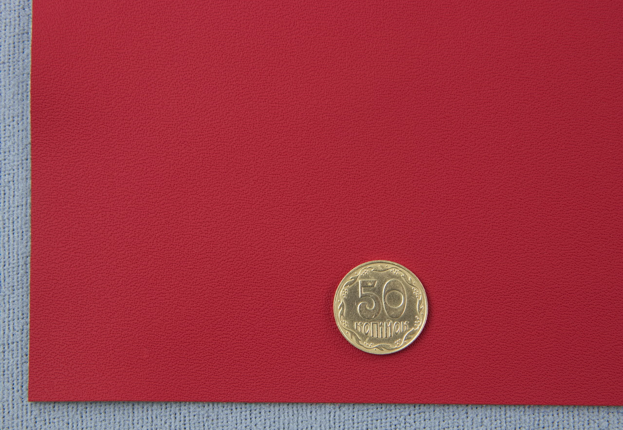 Автомобільний шкірзам, колір червоний 8017-MT, на тканинній основі, ширина 150см детальна фотка
