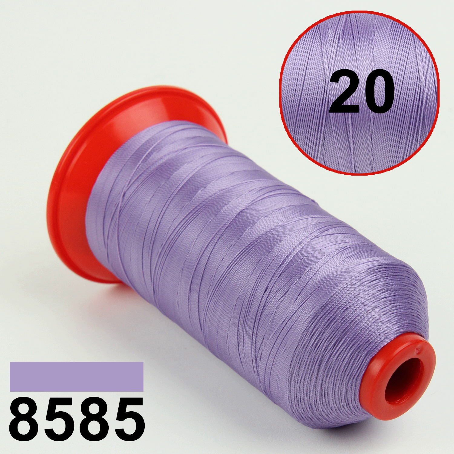 Нить POLYART(ПОЛИАРТ) N20 цвет 8585 светло фиолетовый, для пошив чехлов на автомобильные сидения и руль, 1500м детальная фотка