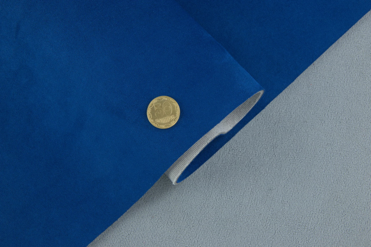 Алькантара Lycra p13 синя, на поролоні 2мм і сітці, ширина 150см (Туреччина) детальна фотка
