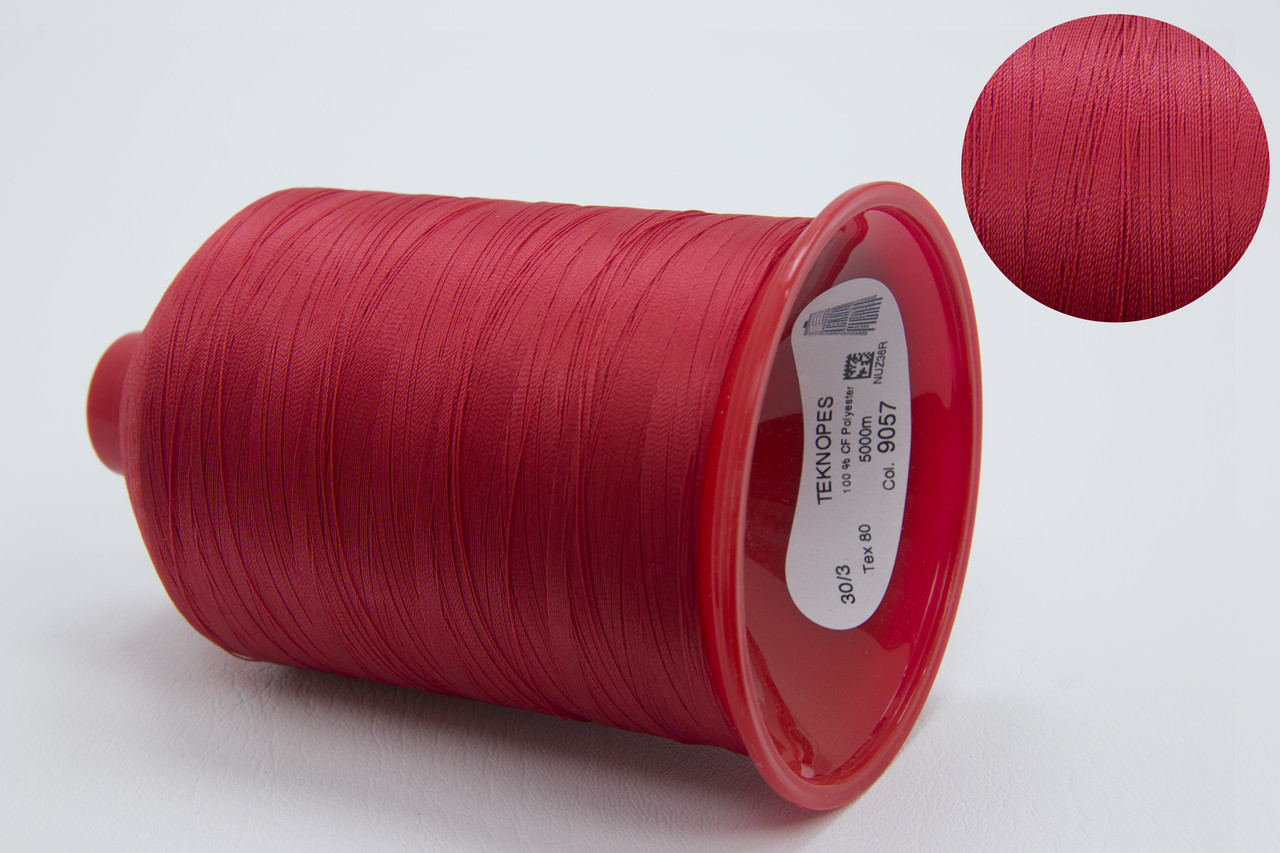 Нить швейная TEKNOPES № 30/3, цвет 9057 (красный), 5000м, Италия детальная фотка