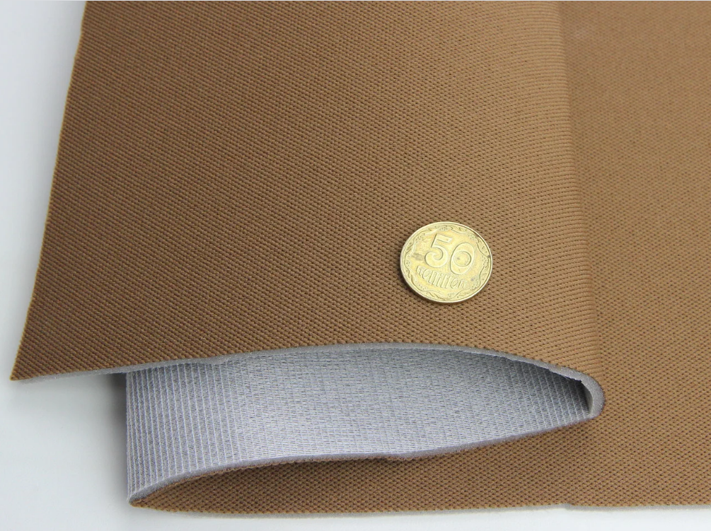 Авто ткань оригинальная потолочная (цвет коричнево-бежевый) на поролоне и сетке 4мм (Германия) детальная фотка