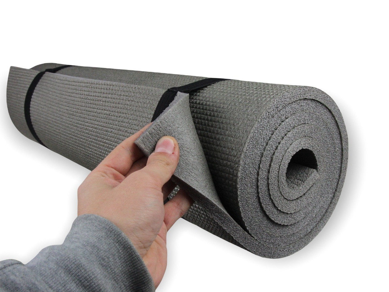 Коврик для фитнеса и йоги FITNESS 10, серый, толщина 10мм, ширина 60 см детальная фотка