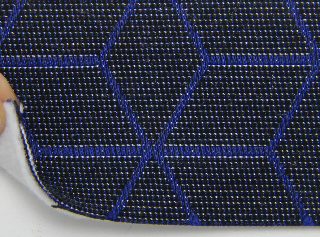 Автотканина оригінальна для центру сидінь (темно-синя 7628), основа на повсті, товщина 3 мм, ширина 140см детальна фотка