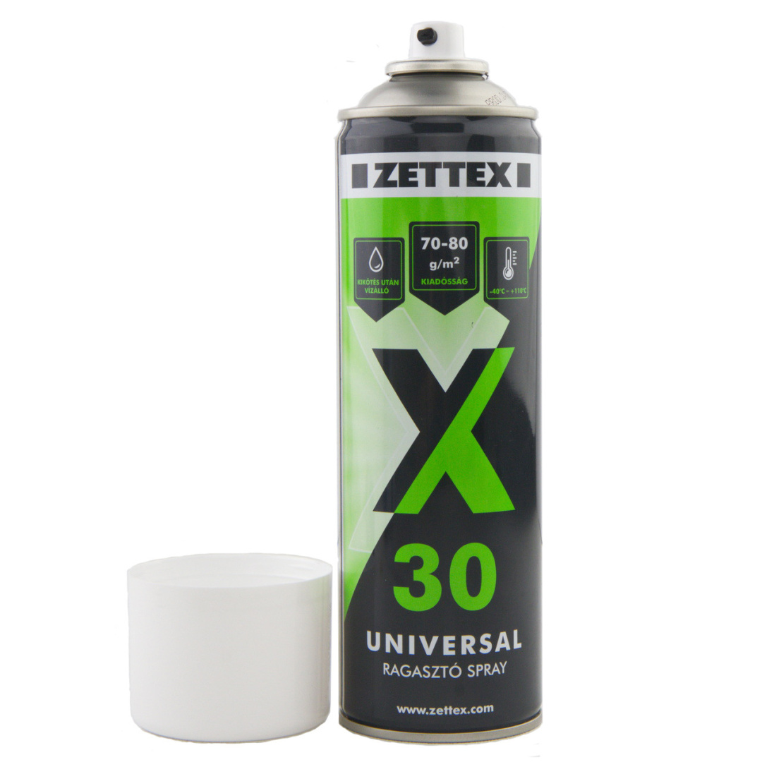 Аерозольний термостійкий до 110˚C клей ZETTEX X30 UNIVERSAL для гуми, пробки, лінолеуму, дерева, HPL, поліефіру, ковролина, шкірзаму, 500мл детальна фотка