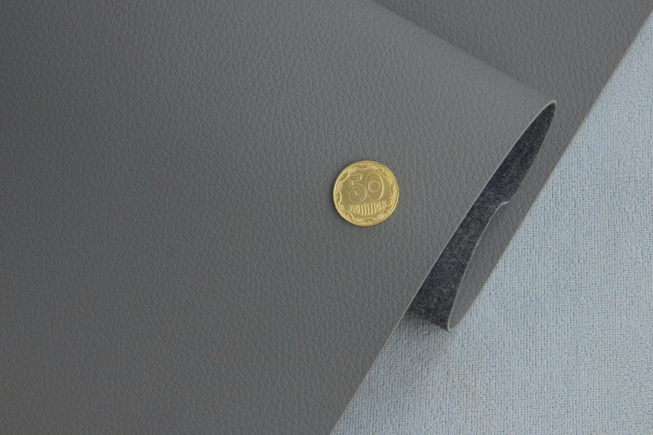 Автомобільний шкірозамінник F30-079, сірий, на тканинній основі, ширина 140см детальна фотка