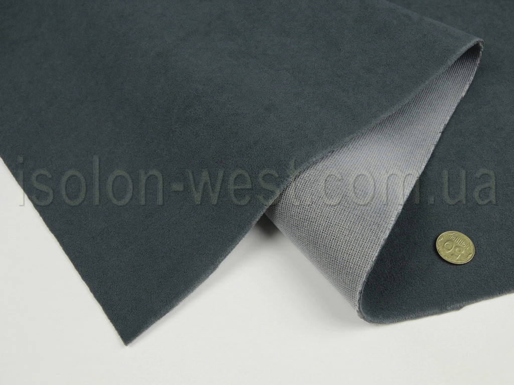 Тканина для стелі темно-сіра (холодний відтінок) Frota 6, автовелюр на поролоні 2,8 мм з сіткою, ширина 1,55м детальна фотка