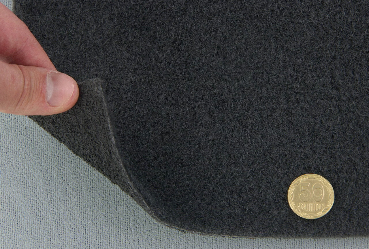 Автомобильный ковролин на твердой основе, Barati (графит) ширина 2м. детальная фотка