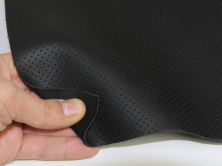 Шкірзам чорний псевдо-перфорований (тиснення під NAPPA) на тканинній основі, товщина 2мм, ширина 1.40м анонс фото