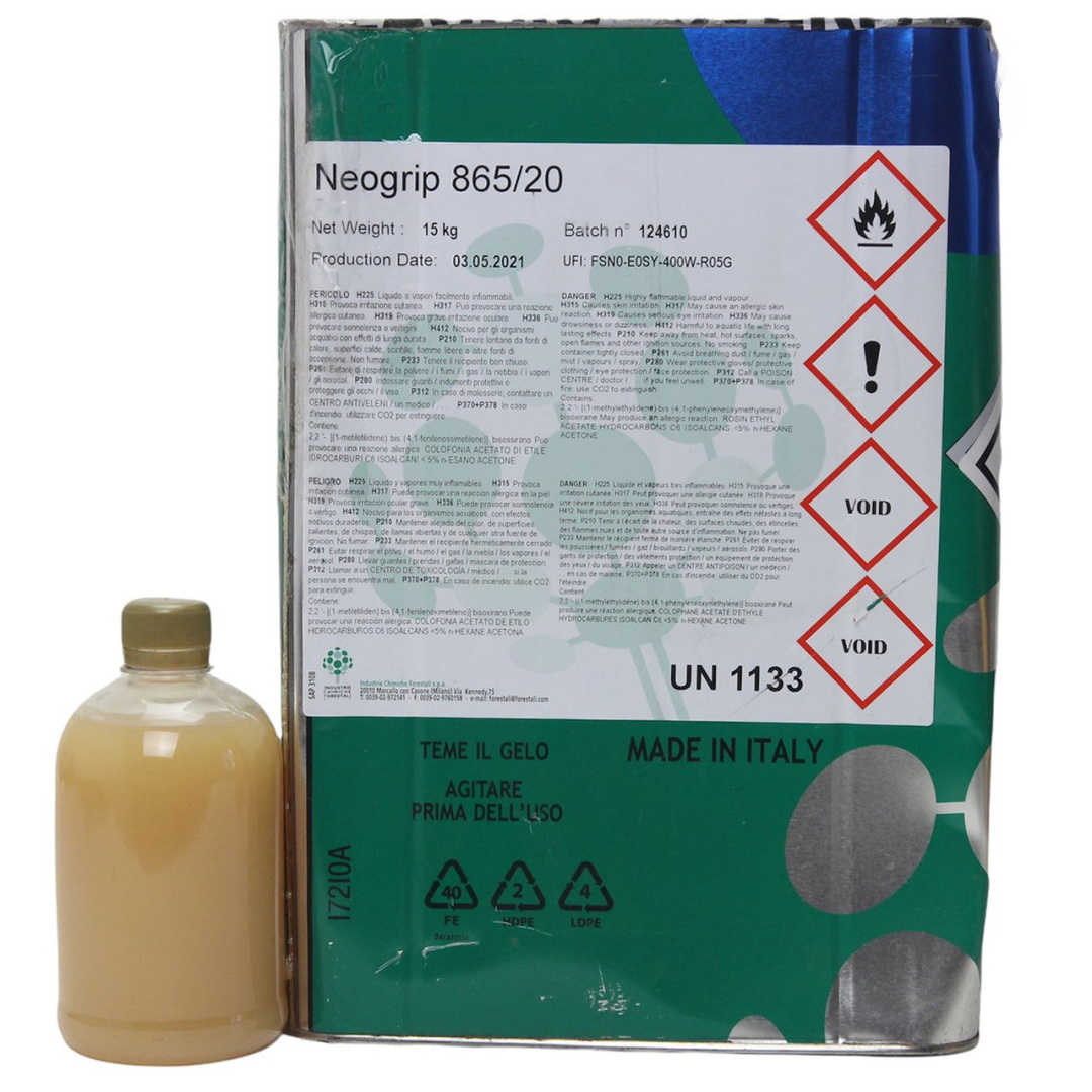 Клей NEOGRIP 865/20, (полихлоропреновый) для тканей, кожзама, карпета, ковролина, Италия детальная фотка