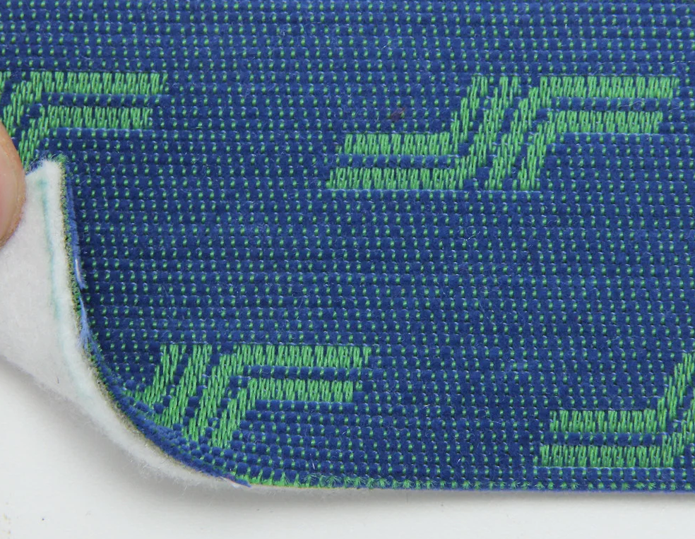 Автотканина оригінальна для центру сидінь (колір синій і зелений 7632), основа на повсті, товщина 3 мм, ширина 140см детальна фотка